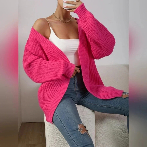 Ribbed Knit Raglan Sleeve Duster Cardigan - Picture 3 of 6